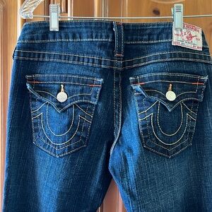 True Religion dark wash flare jeans